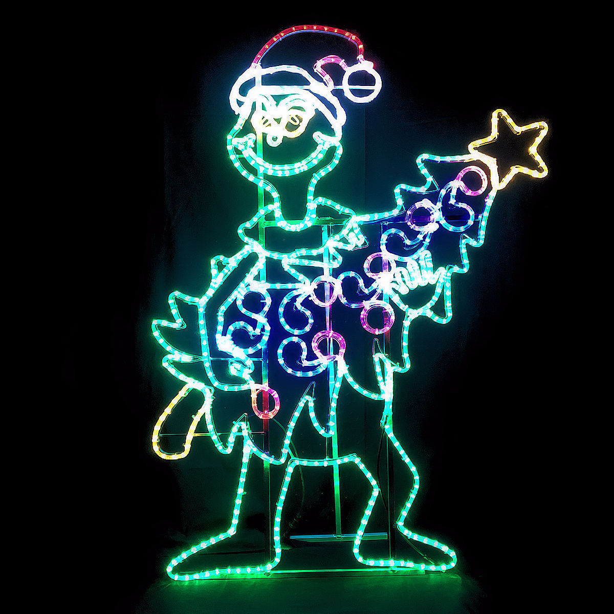 H150*W112CM Green Elf Carrying Tree Christmas LED Silhouettes