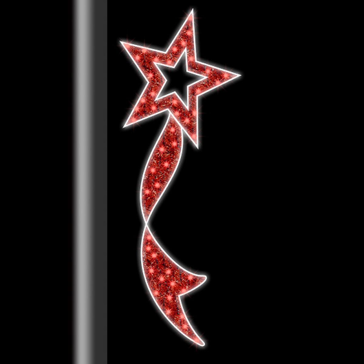 Red Star Ribbon Lamp Pole 70x200cm