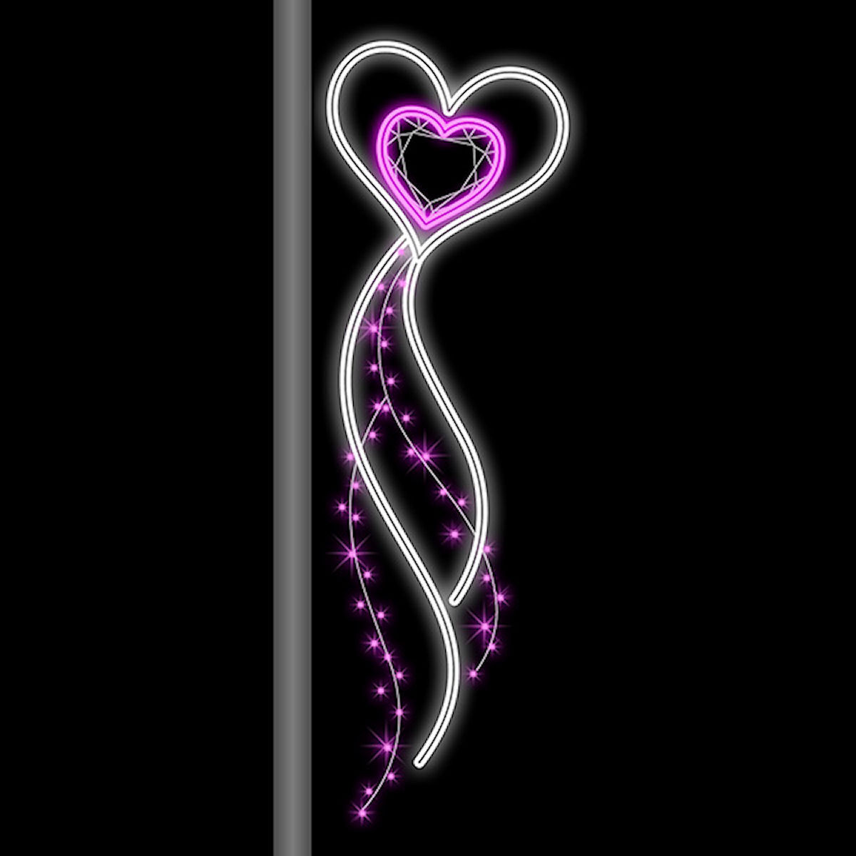 Pink Heart Lamp Pole 61X200cm